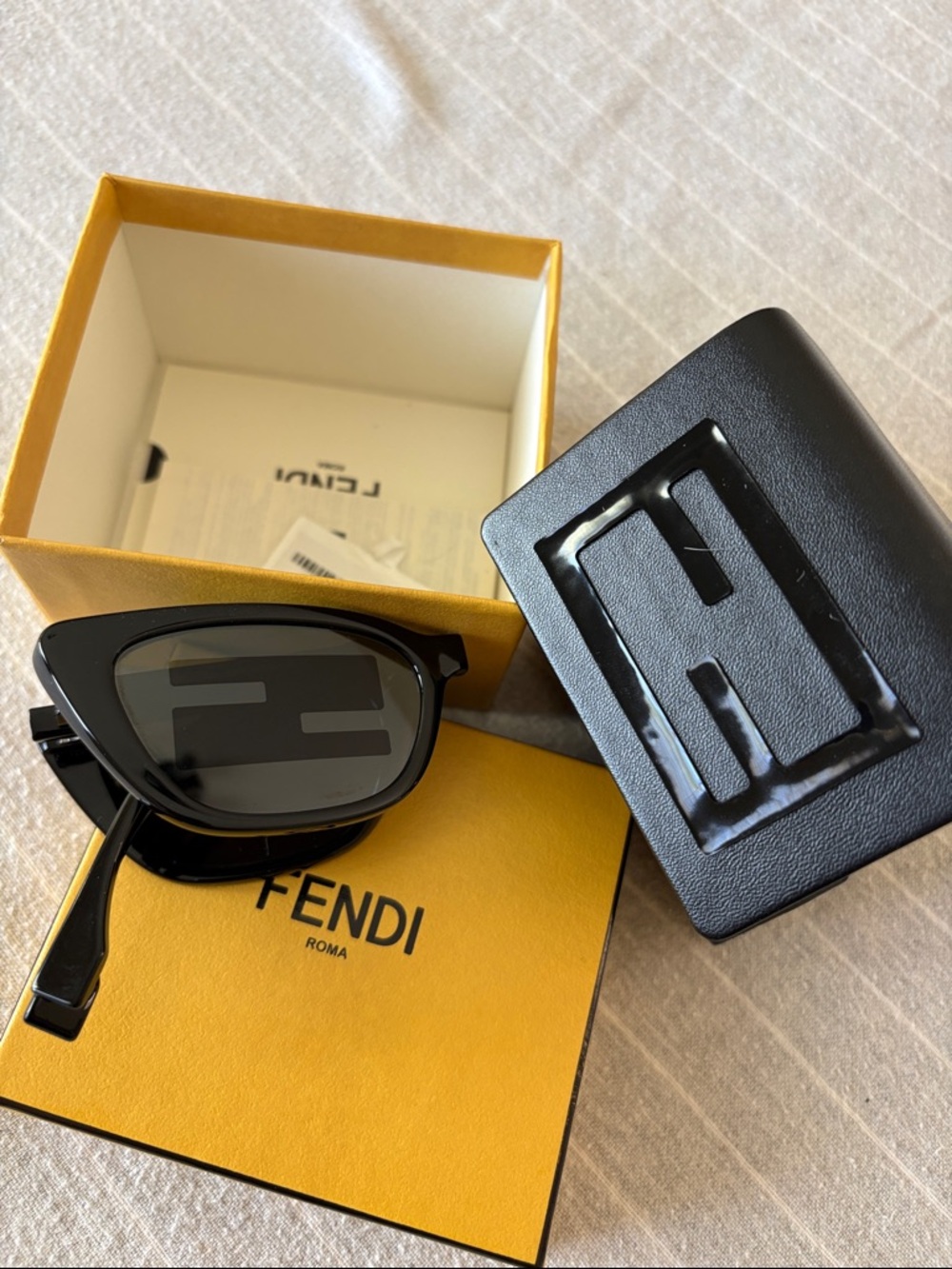 Authentic Fendi  Black Cat-Eye Sunglasses with Logo Detail